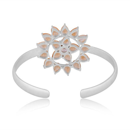 Golden Sunrise Cuff – Citrine & Cubic Zirconia Brass Bracelet - Sweetheart Jewel