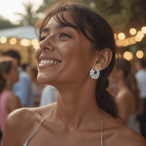 Graceful Cubic Zirconia Leaves Earring - Sweetheart Jewel