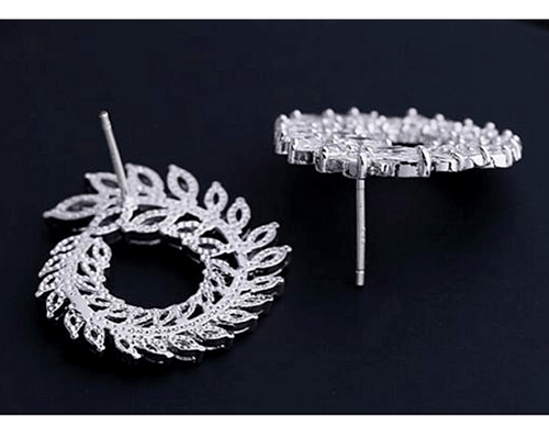 Graceful Cubic Zirconia Leaves Earring - Sweetheart Jewel