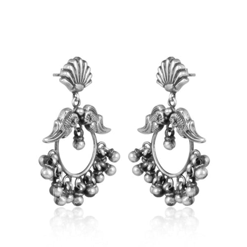 Heritage Halo Silver Oxidized Earrings - Sweetheart Jewel
