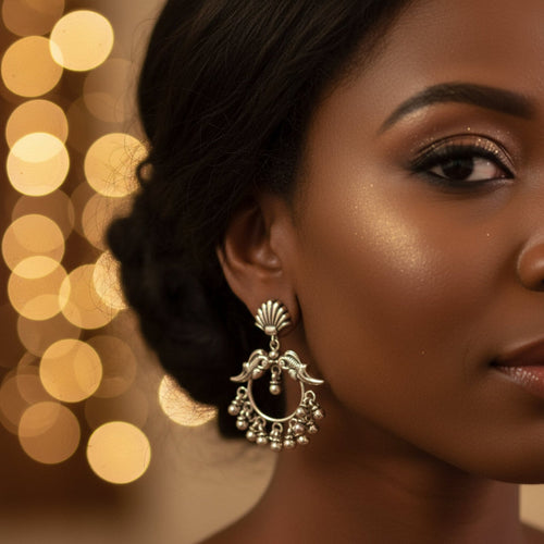 Heritage Halo Silver Oxidized Earrings - Sweetheart Jewel