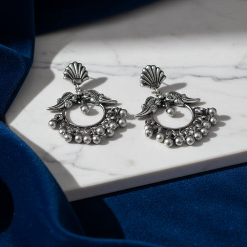 Heritage Halo Silver Oxidized Earrings - Sweetheart Jewel