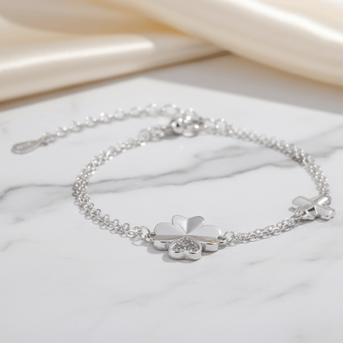 Love & Luck Four - Leaf Clover Silver Bracelet - Sweetheart Jewel