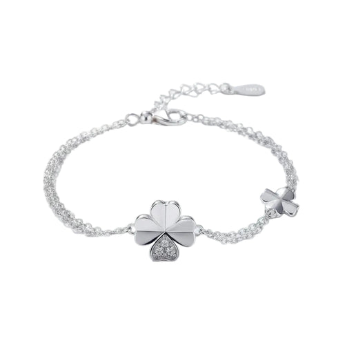 Love & Luck Four - Leaf Clover Silver Bracelet - Sweetheart Jewel