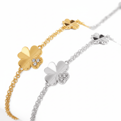 Love & Luck Four - Leaf Clover Silver Bracelet - Sweetheart Jewel