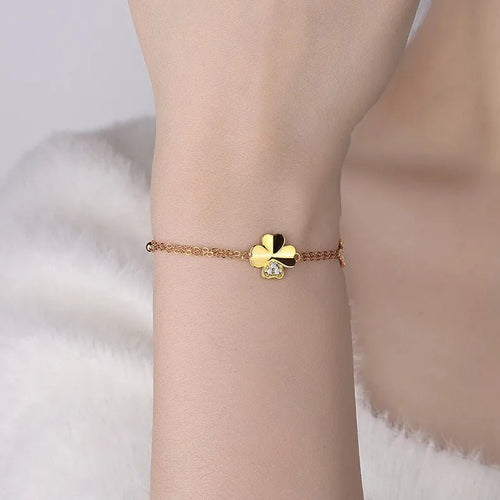 Love & Luck Four - Leaf Clover Silver Bracelet - Sweetheart Jewel