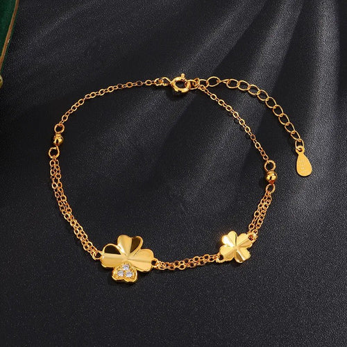 Love & Luck Four - Leaf Clover Silver Bracelet - Sweetheart Jewel