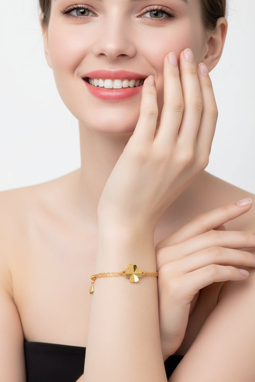 Love & Luck Four - Leaf Clover Silver Bracelet - Sweetheart Jewel