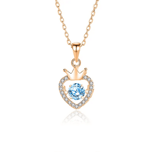 Love Reign Heart Zircon Crown Sterling Silver Necklace - Sweetheart Jewel