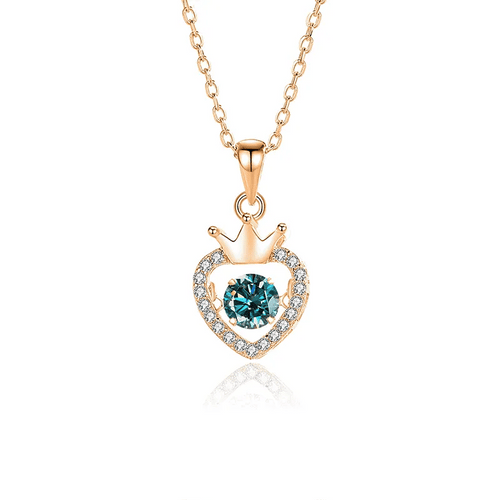 Love Reign Heart Zircon Crown Sterling Silver Necklace - Sweetheart Jewel