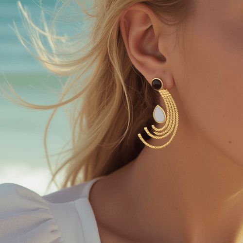 Luna Éclat Gold On Silver Earrings - Sweetheart Jewel