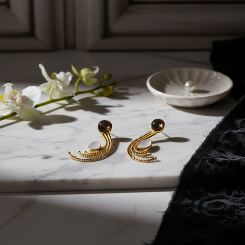 Luna Éclat Gold On Silver Earrings - Sweetheart Jewel