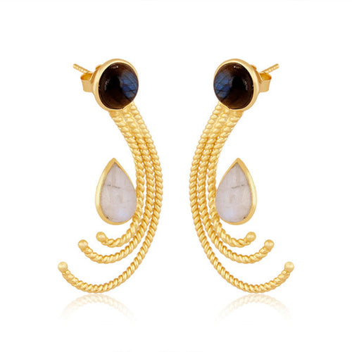 Luna Éclat Gold On Silver Earrings - Sweetheart Jewel