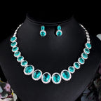 Luxurious Shiny Water Droplets Gemstones Earrings Necklace - Sweetheart Jewel