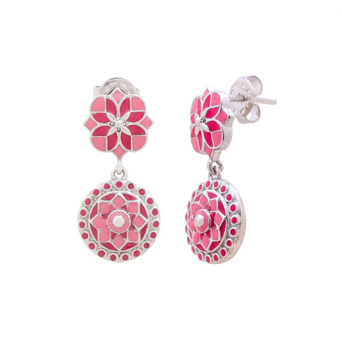 Majestic Pink Mosaic Drop Earrings - Sweetheart Jewel