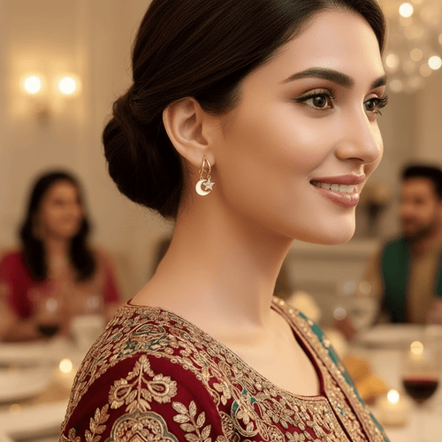 Moon Rhinestones Drop Earrings - Sweetheart Jewel