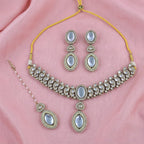 Moonlit Palace Necklace, Earrings & Tikka Set - Indo Western Jewelry - Sweetheart Jewel