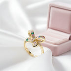 Multicolor Decorated Bot - knot Ring - Sweetheart Jewel