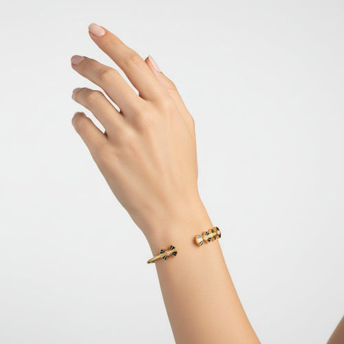 Mystic Dawn Ethiopian Opal Cuff – 18K Gold and Silver Harmony Bracelet - Sweetheart Jewel