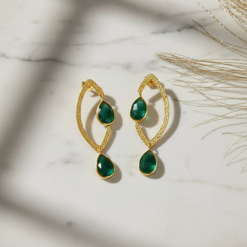 Mystic Meadow Green Onyx Earrings - Sweetheart Jewel