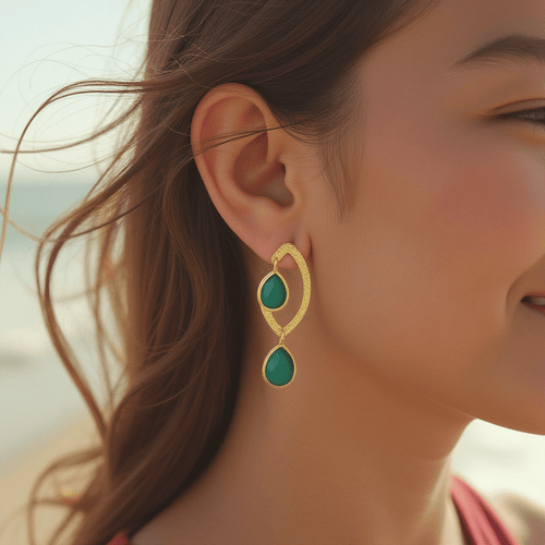 Mystic Meadow Green Onyx Earrings - Sweetheart Jewel