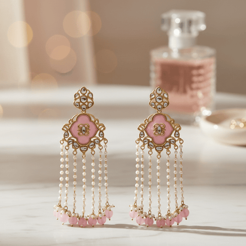Noor Mahal Pearl Tassel Earrings – Indo-Western Statement Jewelry - Sweetheart Jewel
