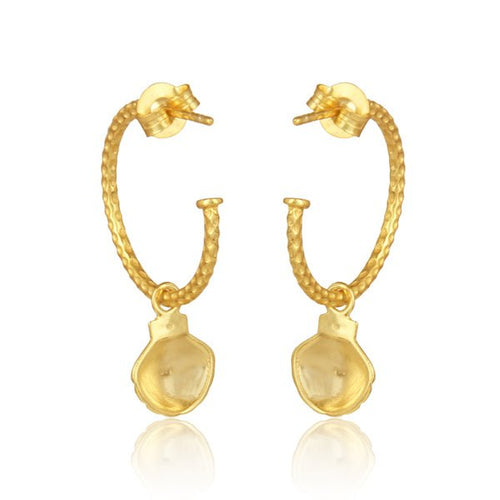 Ocean Breeze Seashell Hoop Earrings – Textured Sterling Silver Charm - Sweetheart Jewel