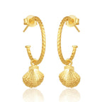 Ocean Breeze Seashell Hoop Earrings – Textured Sterling Silver Charm - Sweetheart Jewel