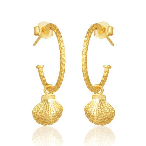 Ocean Breeze Seashell Hoop Earrings – Textured Sterling Silver Charm - Sweetheart Jewel