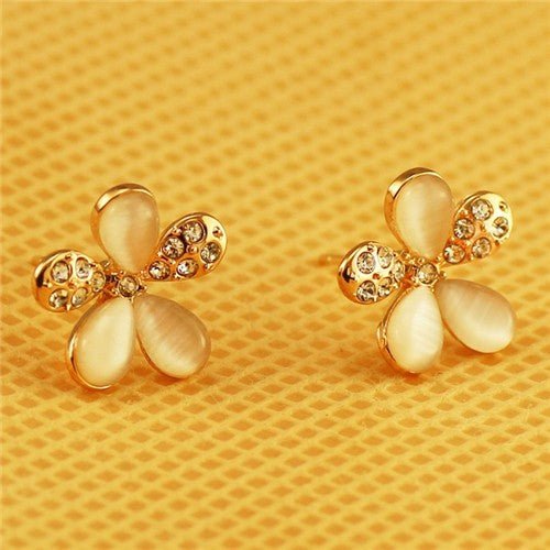 Opal Stone Daisy Ear Studs - Sweetheart Jewel