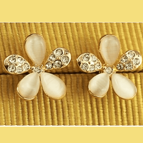 Opal Stone Daisy Ear Studs - Sweetheart Jewel