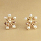 Pearl Decorated Unique Flower Ear Studs - Sweetheart Jewel