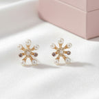 Pearl Decorated Unique Flower Ear Studs - Sweetheart Jewel