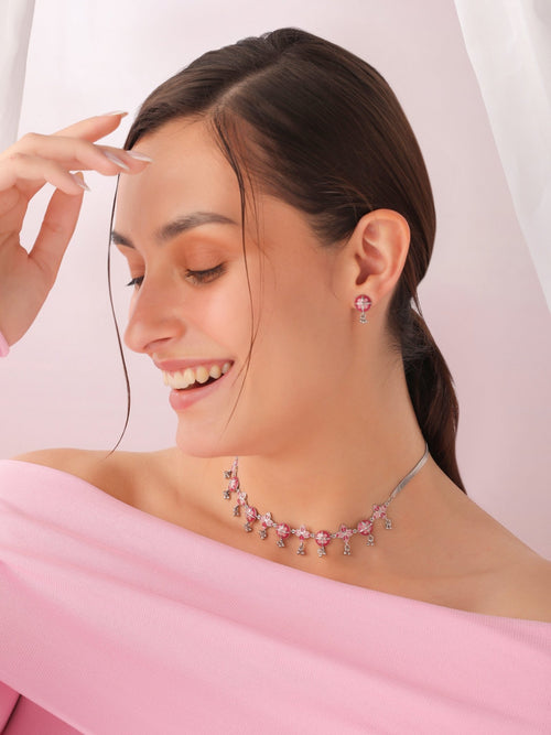 Pink Radiance Necklace and Earrings Set - Sweetheart Jewel