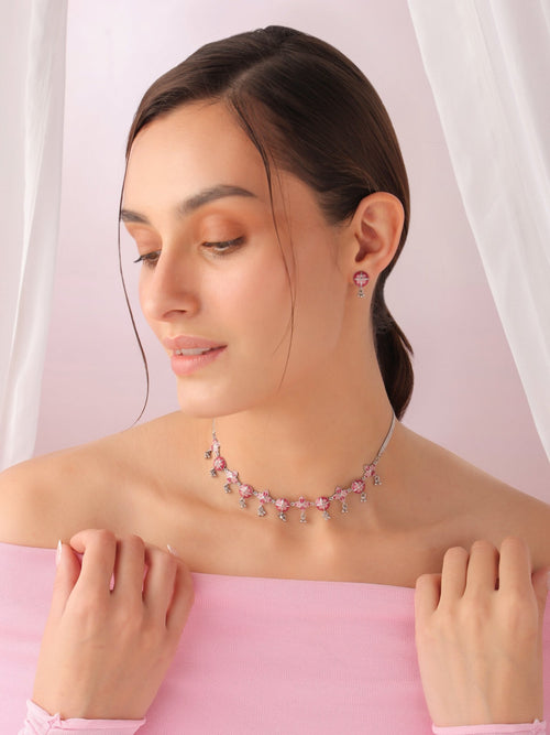 Pink Radiance Necklace and Earrings Set - Sweetheart Jewel