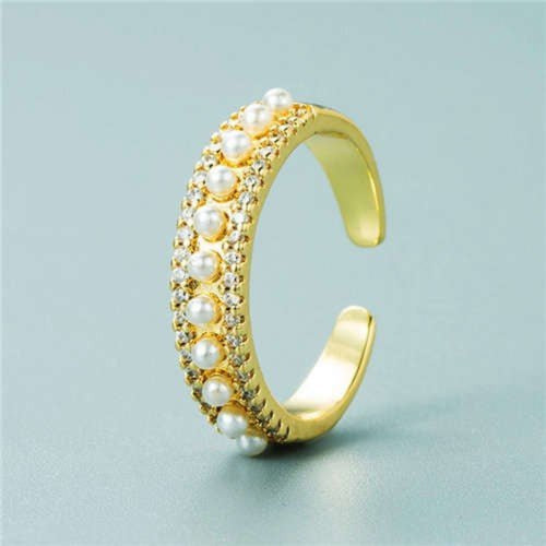 Popular Zircon and Pearl Decorated Open - end Ring - Sweetheart Jewel
