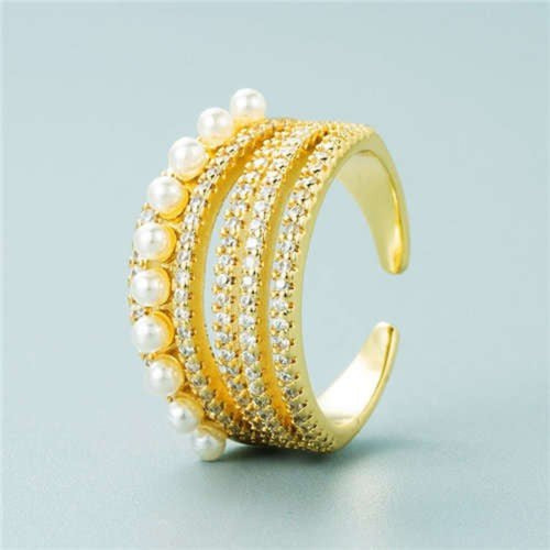 Popular Zircon and Pearl Decorated Open - end Ring - Sweetheart Jewel