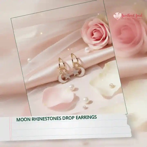Moon Rhinestones Drop Earrings by@Outfy