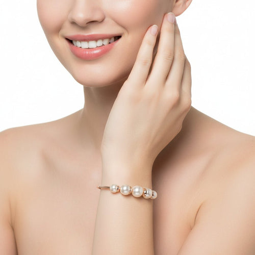 Princess Pearl Fashion Rose Gold - Platinum Bangle - Sweetheart Jewel