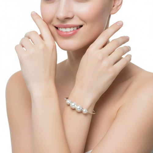 Princess Pearl Fashion Rose Gold - Platinum Bangle - Sweetheart Jewel