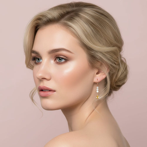 Radiant Citrine Rose Gold Designer Earrings - Sweetheart Jewel