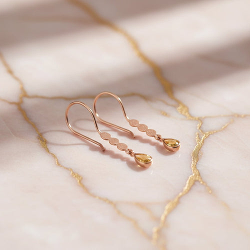 Radiant Citrine Rose Gold Designer Earrings - Sweetheart Jewel