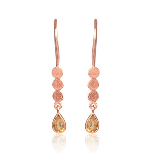 Radiant Citrine Rose Gold Designer Earrings - Sweetheart Jewel
