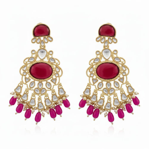 Rajrani Kundan Peacock Statement Earrings – Indo-Western Jewelry - Sweetheart Jewel