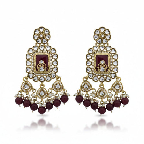 Rajsi Kundan Pearl Statement Earrings – Indo-Western Jewelry - Sweetheart Jewel