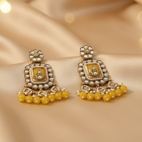 Rajsi Kundan Pearl Statement Earrings – Indo-Western Jewelry - Sweetheart Jewel