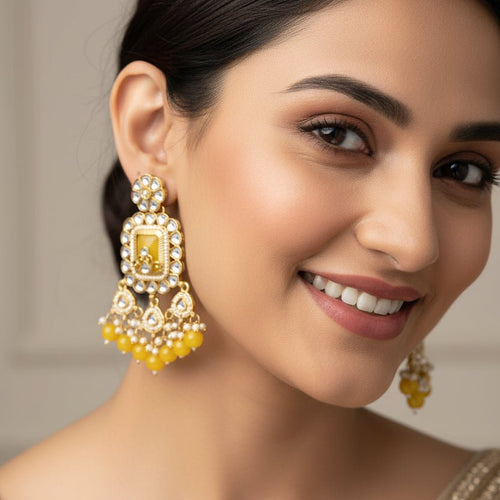 Rajsi Kundan Pearl Statement Earrings – Indo-Western Jewelry - Sweetheart Jewel
