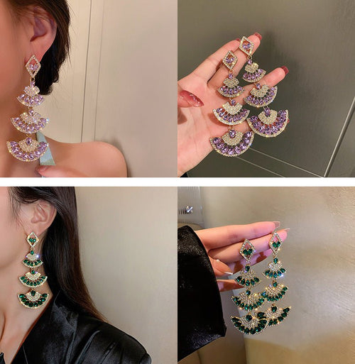 Retro Designer Rhinestones Drop Earrings - Sweetheart Jewel