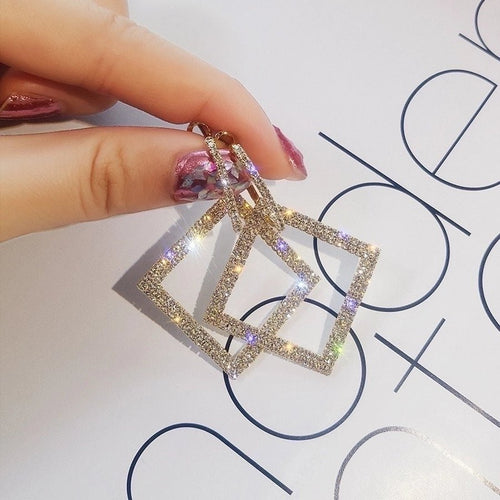 Retro Designer Rhinestones Drop Earrings - Sweetheart Jewel