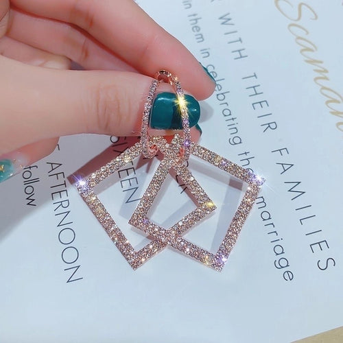 Retro Designer Rhinestones Drop Earrings - Sweetheart Jewel